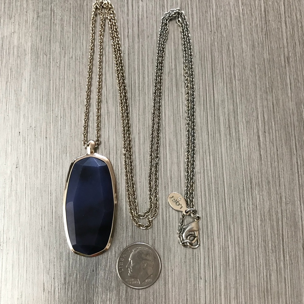Necklace, pendant w/ blue stone.